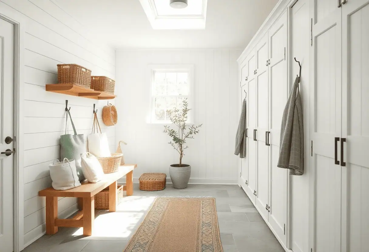 scandinavian farmhouse mudroom