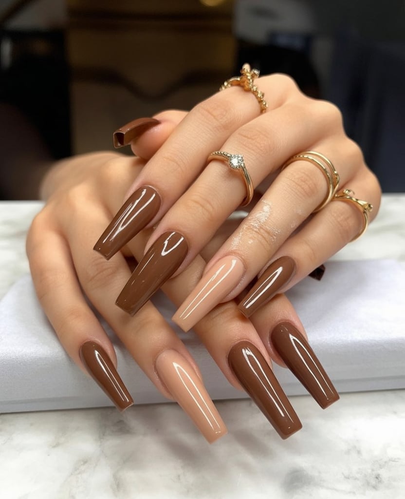 21 Fall Coffin Nail Ideas for 2025 That Are Cozy, Chic, and Unapologetically Stylish 9 fall coffin nail