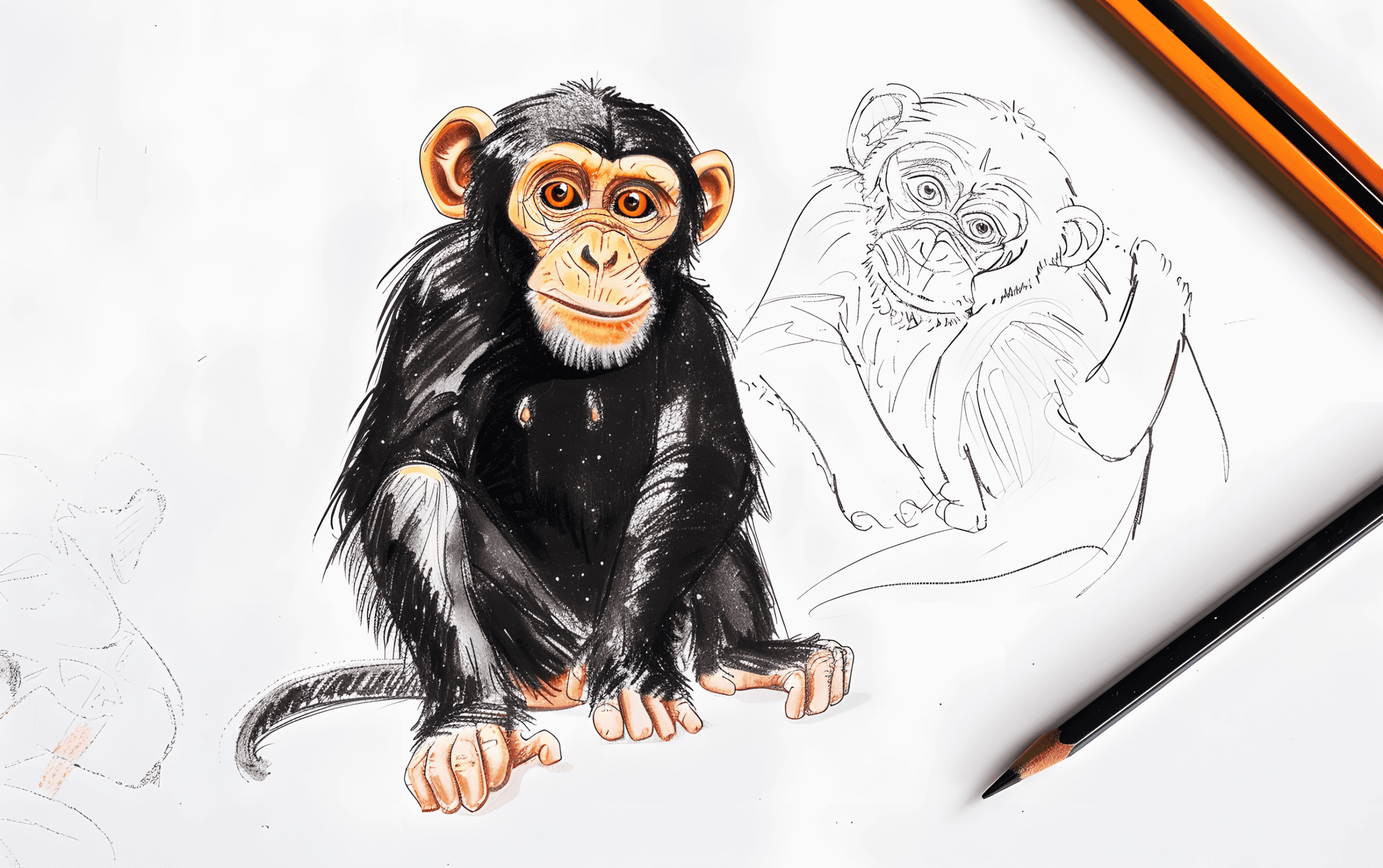 25 Playful Monkey Sketches for Jungle-Themed Art Projects 4 playful monkey sketches