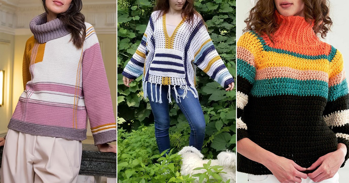 crochet striped sweater