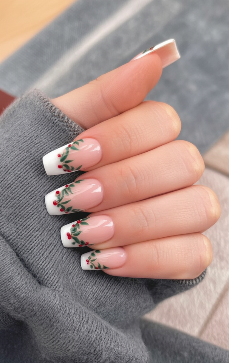 22 French Tip Christmas Nail Ideas 2025 for a Festive, Stylish Season 9 french tip christmas