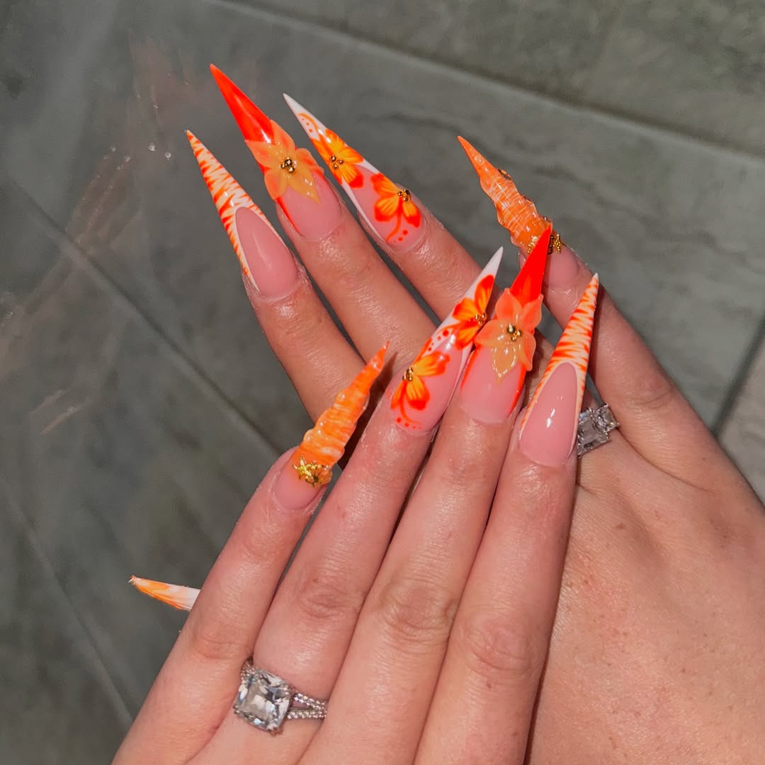orange summer nails