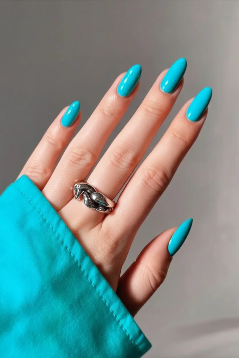 teal spring nails