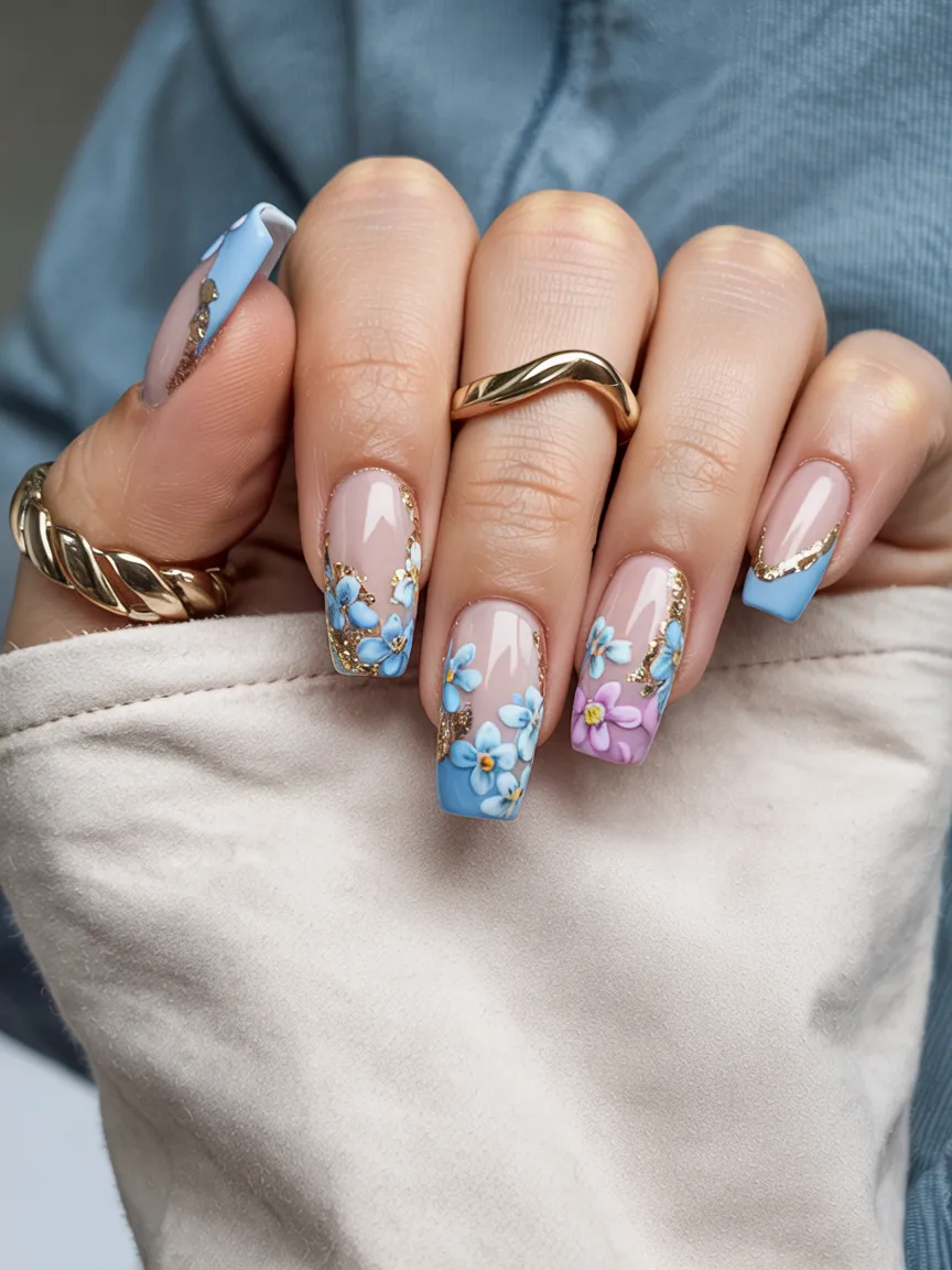 blue spring nails