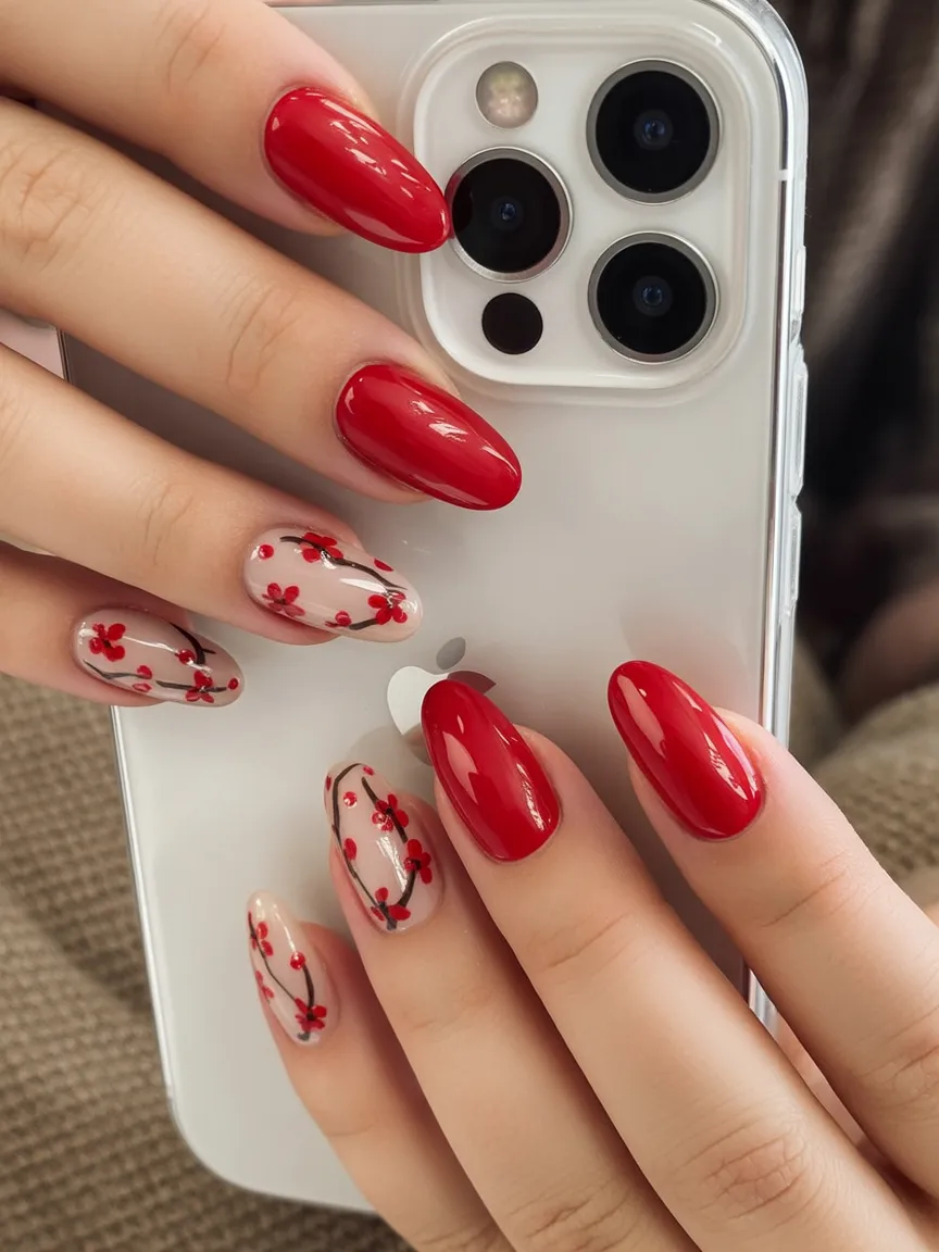 red spring nails