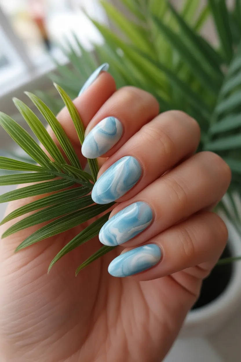 teal spring nails