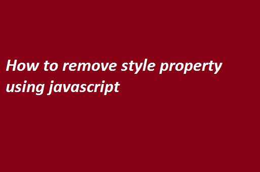 remove style property